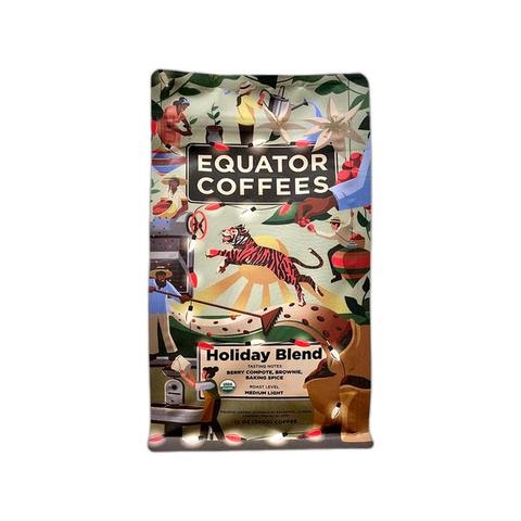 Equator Coffees Holiday Blend Coffee Beans, bag of whole bean coffee at Primal Wine