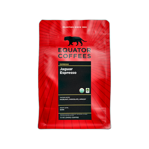 Equator Coffees Jaguar Espresso Coffee Beans, bag of whole bean coffee at Primal Wine