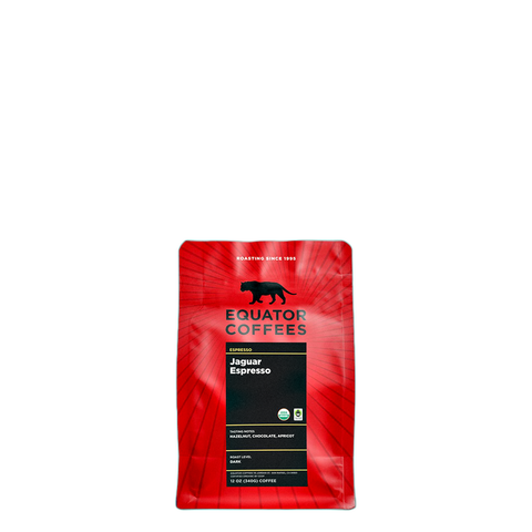 Equator Coffees Jaguar Espresso Coffee Beans, bag of whole bean coffee at Primal Wine