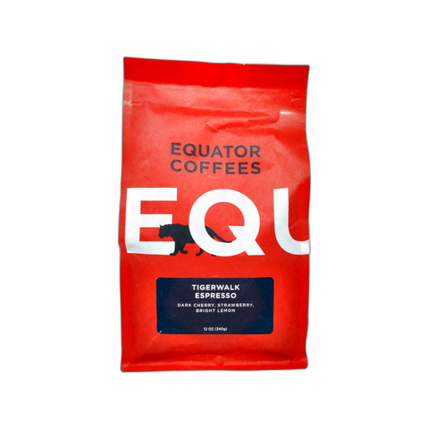 Equator Coffees Tigerwalk Espresso Coffee Beans, bag of whole bean coffee at Primal Wine