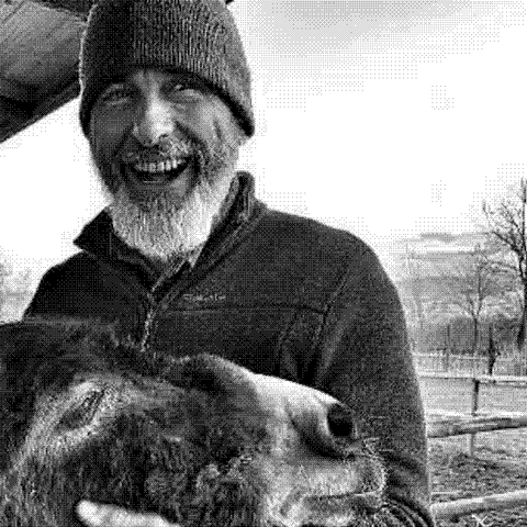Marco Bertoni, natural wine producer of Il Farneto, on his biodynamic farm in Castellarano, Emilia-Romagna, Italy