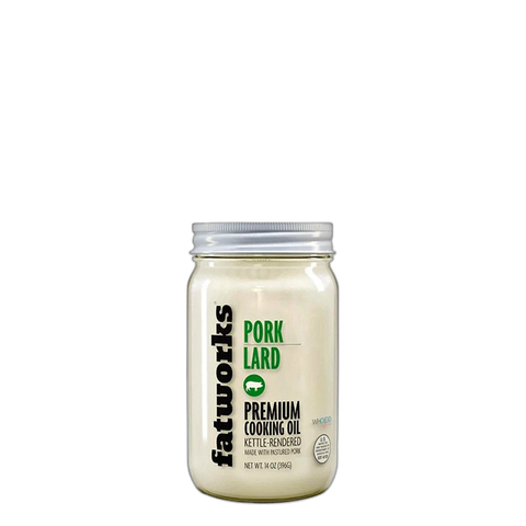 Fatworks Pastured Pork Lard, 14 oz jar of kettle-rendered pork lard at Primal Wine