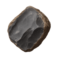 Close-up of a dark stone with a smooth, glossy surface, showcasing its natural texture and intricate patterns.