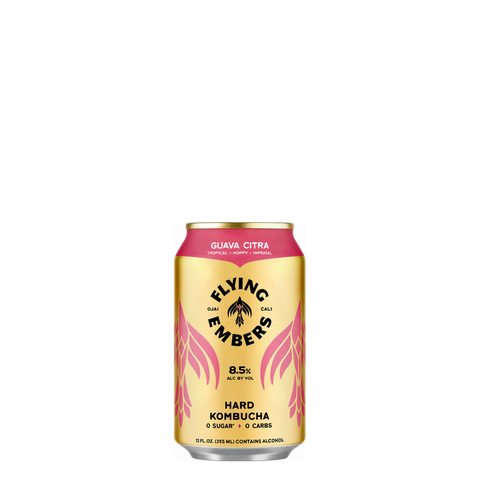 Flying Embers Guava Citra Hard Kombucha, 12 oz can at 8.5% ABV at Primal Wine