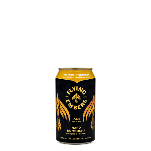 Flying Embers Mango Coconut Hard Kombucha, 12 oz can at 7% ABV at Primal Wine