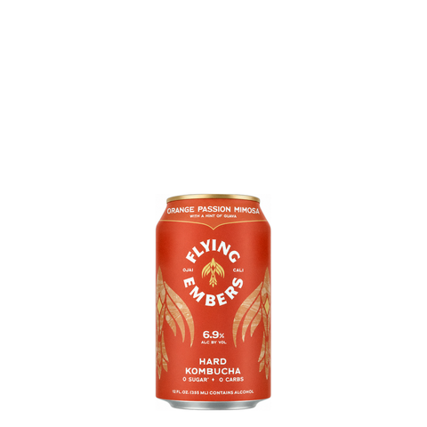 Flying Embers Orange Passion Mimosa Hard Kombucha, 12 oz can at 6.9% ABV at Primal Wine