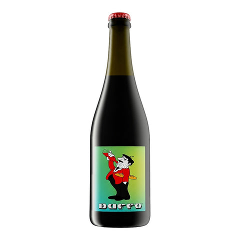 Buffo Rosso Folicello 2023 Lambrusco Pet-Nat from Emilia-Romagna, Italy, featuring organic Lambrusco grapes