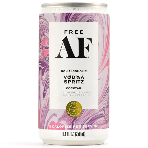 Free AF Vodka Spritz Non-Alcoholic Cocktail with Passion Fruit & Lime, 4-pack