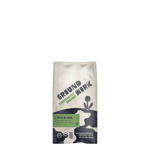 Groundwork Coffee Wild Bloom Medium Roast Coffee Beans, bag of whole bean coffee at Primal Wine