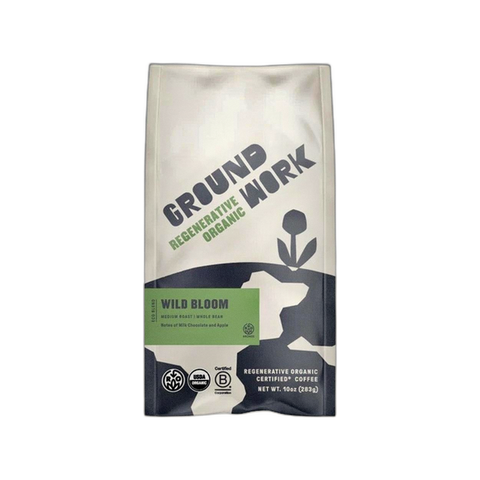Groundwork Coffee Wild Bloom Medium Roast Coffee Beans, bag of whole bean coffee at Primal Wine