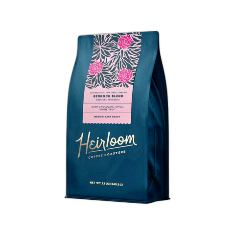 Heirloom Coffee Bedrock Blend Coffee Beans, bag of whole bean coffee at Primal Wine