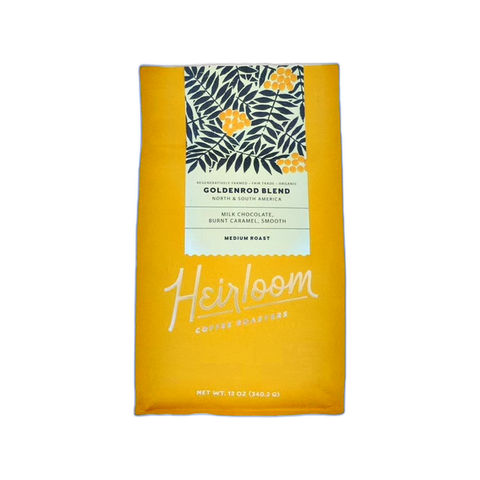 Heirloom Coffee Goldenrod Blend Coffee Beans, bag of whole bean coffee at Primal Wine