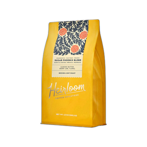 Heirloom Coffee Sugar Phoenix Blend Coffee Beans, bag of whole bean coffee at Primal Wine