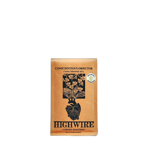 Highwire Coffee Roasters Conscientious Objector Blend Coffee Beans, bag of whole bean coffee at Primal Wine