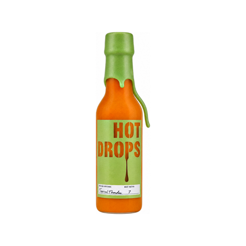 Hot Drops Tropical Thunder Hot Sauce, 10 oz bottle of hot sauce at Primal Wine
