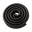 Close-up of a black spiral rubber hose rolled into a coil, ideal for various applications.