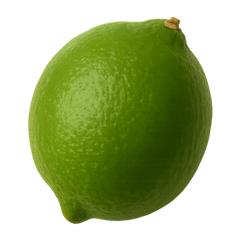 Fresh green lime on a white background, ideal for culinary use and garnish.