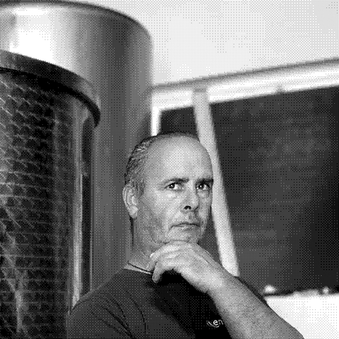 Giovanni Mesina, natural wine producer, in his cellar in Umbria, Italy