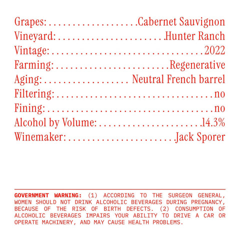 Back Label of Primal Cabernet Sauvignon 2022, produced by Fres.co, buy classic and natural wine online on Primal Wine, the best wine shop in the United States – primalwine.com