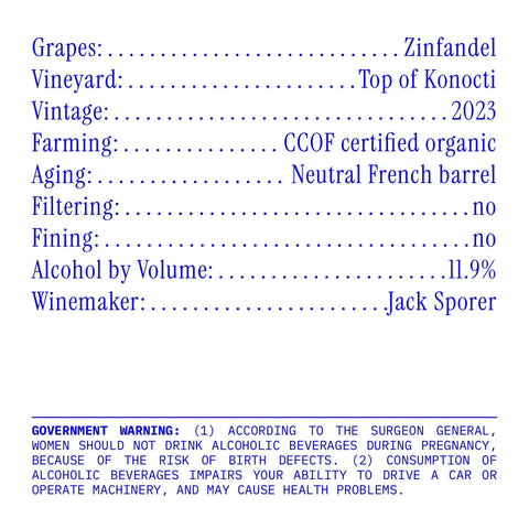 Back Label of Primal Zinfandel, produced by Fres.co, buy classic and natural wine online on Primal Wine, the best wine shop in the United States – primalwine.com