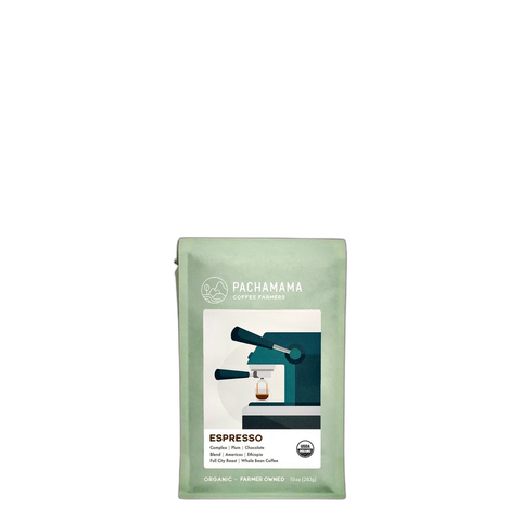 Pachamama Coffee Cooperative Classic Espresso Coffee Beans, bag of whole bean coffee at Primal Wine