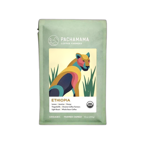 Pachamama Coffee Cooperative Ethiopia Coffee Beans, bag of whole bean coffee at Primal Wine