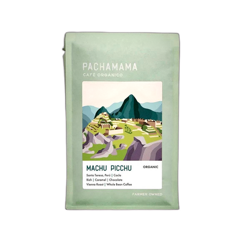Pachamama Coffee Cooperative Machu Picchu Coffee Beans, bag of whole bean coffee at Primal Wine