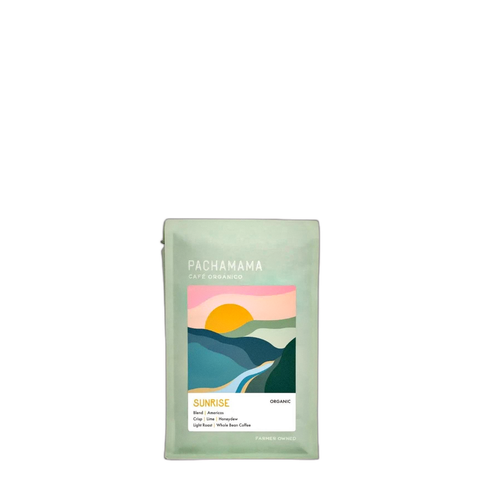 Pachamama Coffee Cooperative Sunrise Coffee Beans, bag of whole bean coffee at Primal Wine