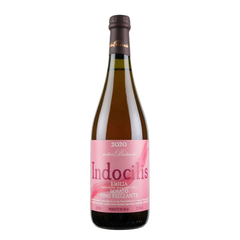 Bottle shot of Indocilis Rosato Frizzante 2020, produced by Podere Pradarolo, buy classic and natural wine online on Primal Wine, the best wine shop in the United States – primalwine.com