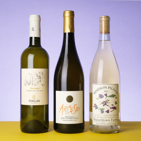 Four bottles of white wine, Primal Wine Club is the best natural wine club online - primalwine.com