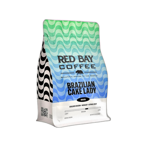 Red Bay Coffee Brazilian Cake Lady Coffee Beans, bag of whole bean coffee at Primal Wine