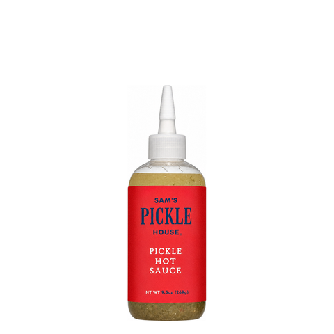 Sam's Pickle House Pickle Hot Sauce, 9.5 oz bottle of hot sauce at Primal Wine