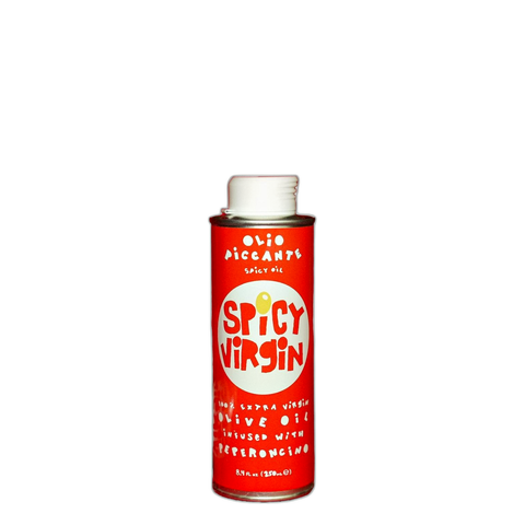 Spicy Virgin Olio Piccante Extra Virgin Olive Oil, 250 ml tin of extra virgin olive oil with peperoncino at Primal Wine