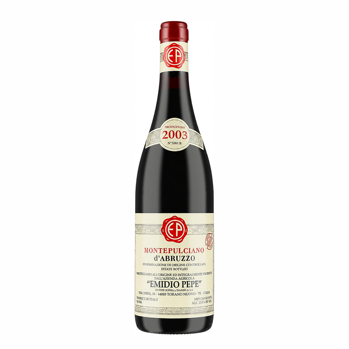 Emidio Pepe Montepulciano d'Abruzzo Vecchie Vigne 2003, natural red wine bottle at Primal Wine
