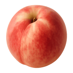Fresh, ripe peach with a red and yellow skin, isolated on a transparent background.