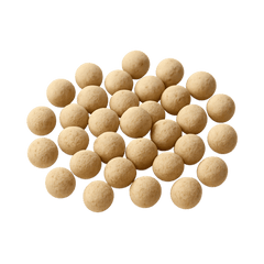 A cluster of evenly shaped beige balls on a transparent background, showcasing their smooth texture.