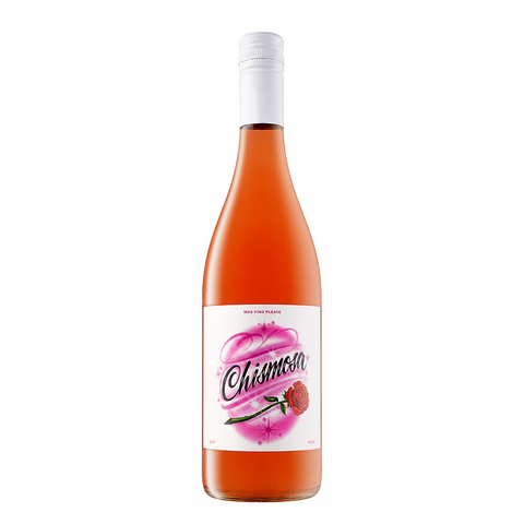 Wonderwerk x Mas Vino Please Chismosa 2024, a California rosé blend of Montepulciano, Pinot Gris, Gewurztraminer, Mourvedre, and Syrah