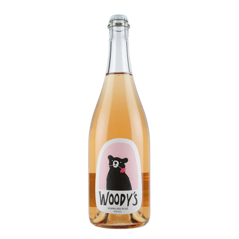 Bottle shot of Woody's Sparkling Rose Non-alcoholic Wine, buy natural wine online, primal wine - primalwine.com