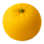 Fresh ripe orange with a textured skin, showcasing vibrant yellow color and green stem at the top.