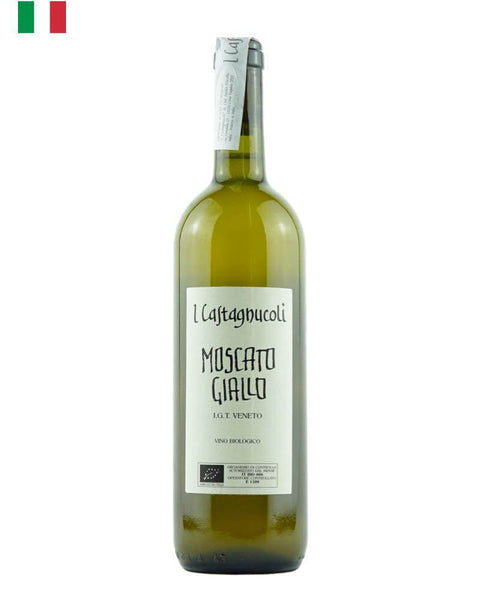 I Castagnucoli Moscato Giallo 2019, a natural white wine from Italy, showcasing the unique characteristics of the Moscato Giallo grape
