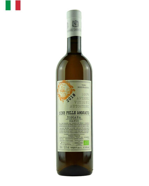 Podere Casaccia Sine Felle Ambrato 2018, an orange wine from Tuscany, Italy, highlighting unique varietals and natural winemaking
