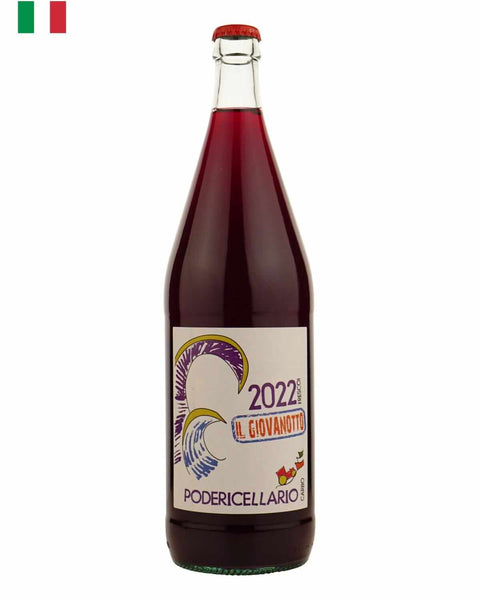 Giovanotto Dolcetto 2022 by Poderi Cellario, a natural red wine from Piedmont, Italy