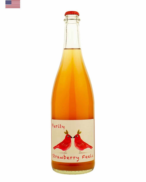 Strawberry Feelz Pet-Nat 2022 by Purity Wine, a sparkling natural wine with vibrant fruit notes from California